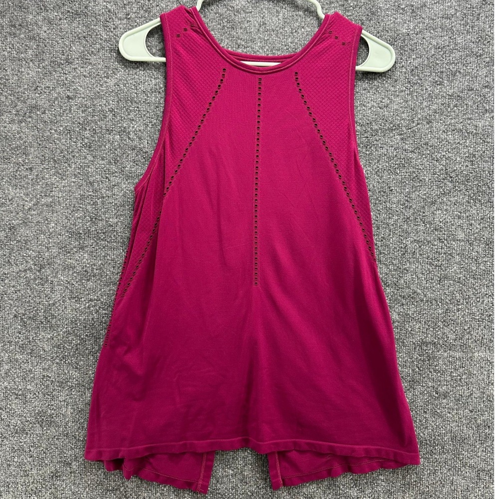 Athleta Essence Tie Back Tank Magenta Pink Pointelle Mesh Sleeveless Top Size M